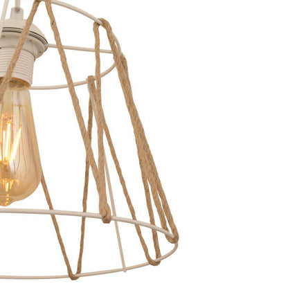 CEILING LAMP METAL WHITE WITH ROPE BEIGE Φ30x81