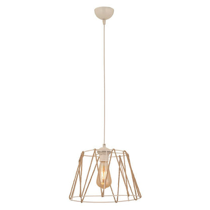 CEILING LAMP METAL WHITE WITH ROPE BEIGE Φ30x81