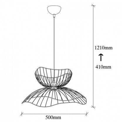 CEILING LIGHT PENDANT METAL BLACK E27 50x50x121
