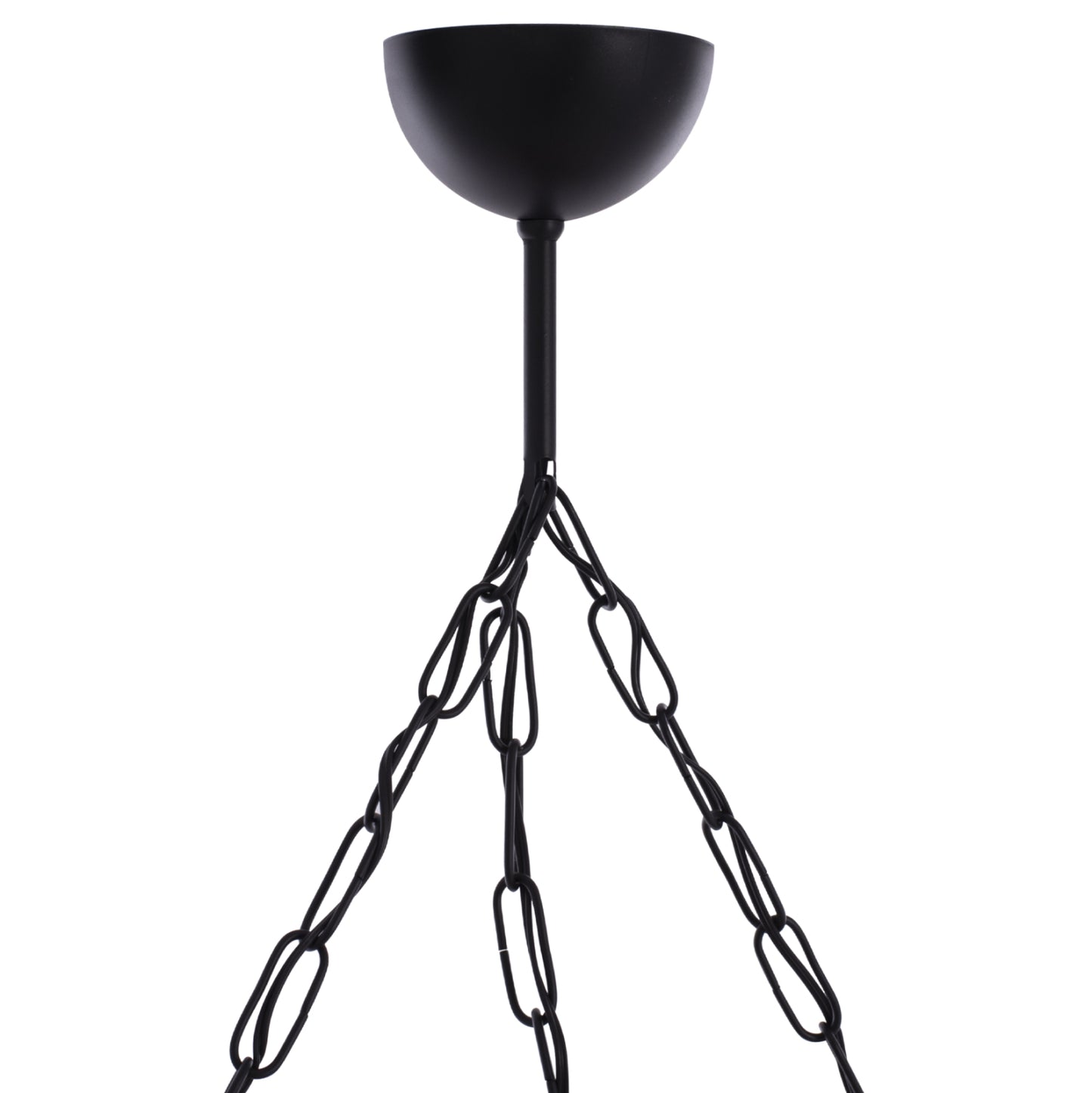 THREE-LIGHT CEILING FIXTURE WITH CHAIN, WOOD, AND METAL SHADES 50x12x60