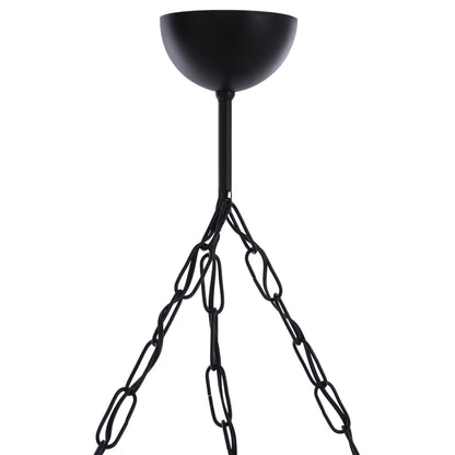 THREE-LIGHT CEILING FIXTURE WITH CHAIN, WOOD, AND METAL SHADES 50x12x60