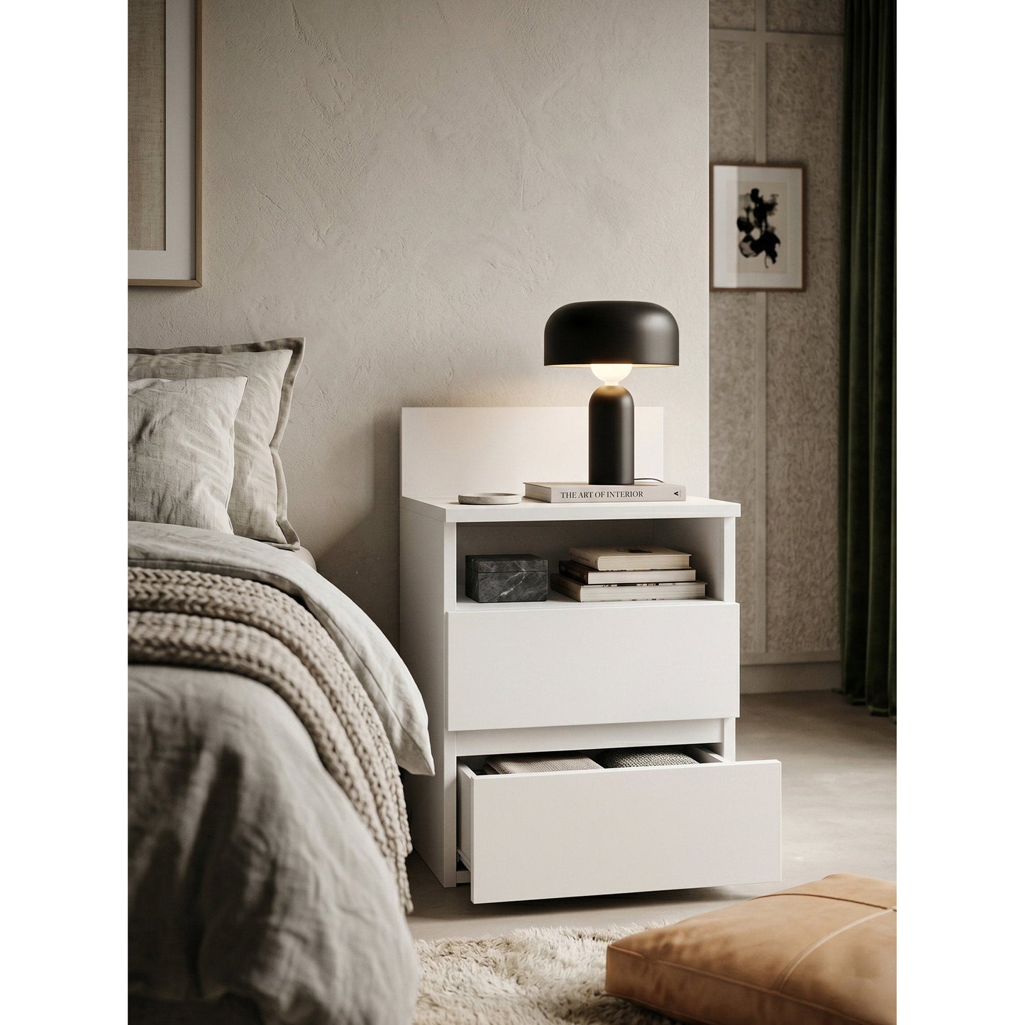 Juniper Plus Bedside Table White 40x32x58