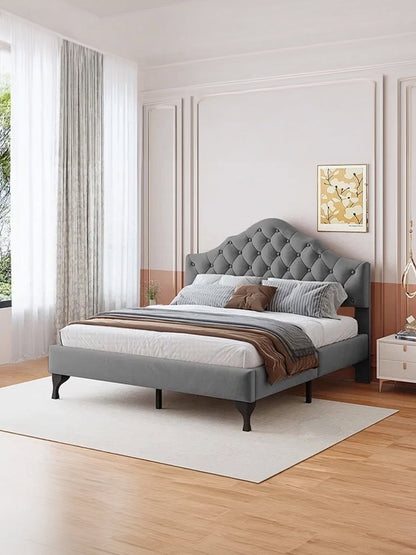 Επενδυμένο Κρεβάτι Desora Γκρι 203x160x122