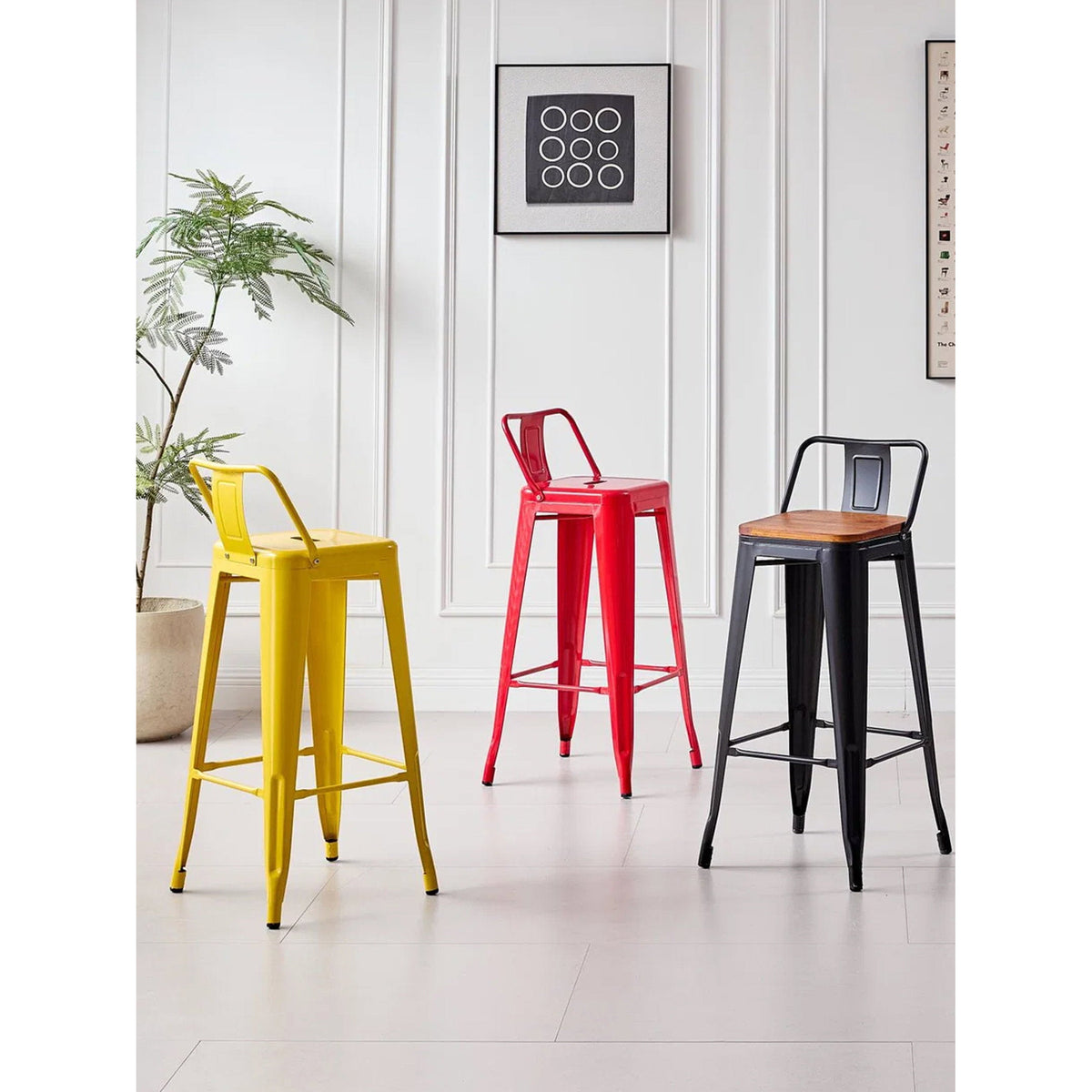Σκαμπό Μπαρ Lirex με Πλάτη Κόκκινο 41x39.5x93