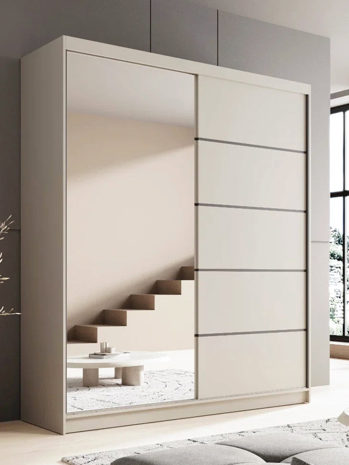 Shelvia 180 Sliding Wardrobe Cashmere 180x58x215