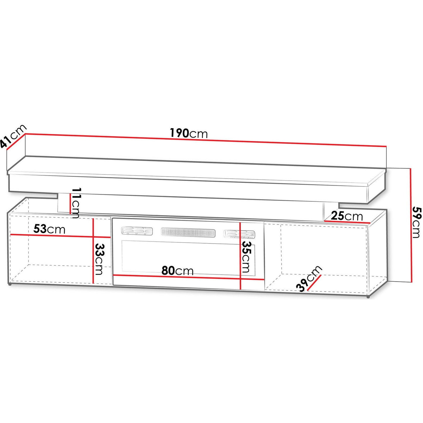 Έπιπλο Τηλεόρασης Glossa 2D 190 Plus Λευκό Γυαλιστερό 190x41x59