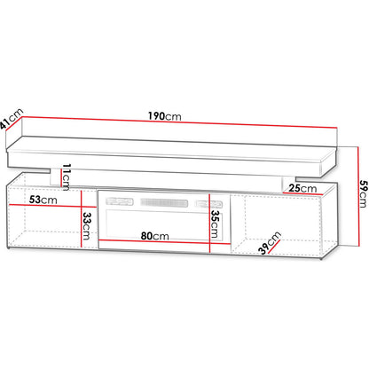 Έπιπλο Τηλεόρασης Glossa 2D 190 Plus Λευκό Γυαλιστερό 190x41x59