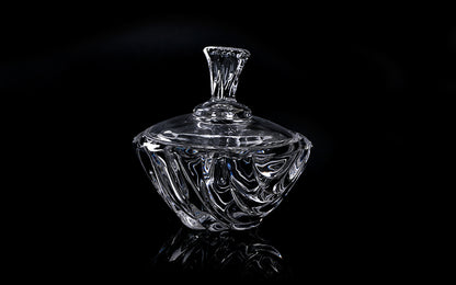 Διακοσμητική Γυάλινη Φοντανιέρα με Καπάκι με Κυματιστό Σχέδιο 12x12x12