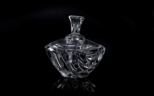 Διακοσμητική Γυάλινη Φοντανιέρα με Καπάκι με Κυματιστό Σχέδιο 12x12x12