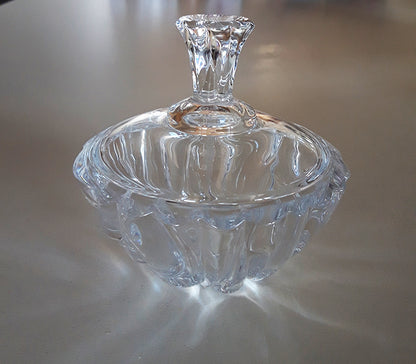 Διακοσμητική Γυάλινη Φοντανιέρα με Καπάκι με Κυματιστό Σχέδιο 12x12x12