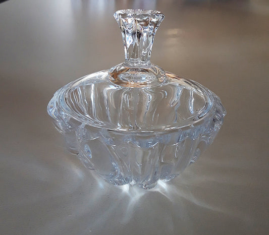 Διακοσμητική Γυάλινη Φοντανιέρα με Καπάκι με Κυματιστό Σχέδιο 12x12x12