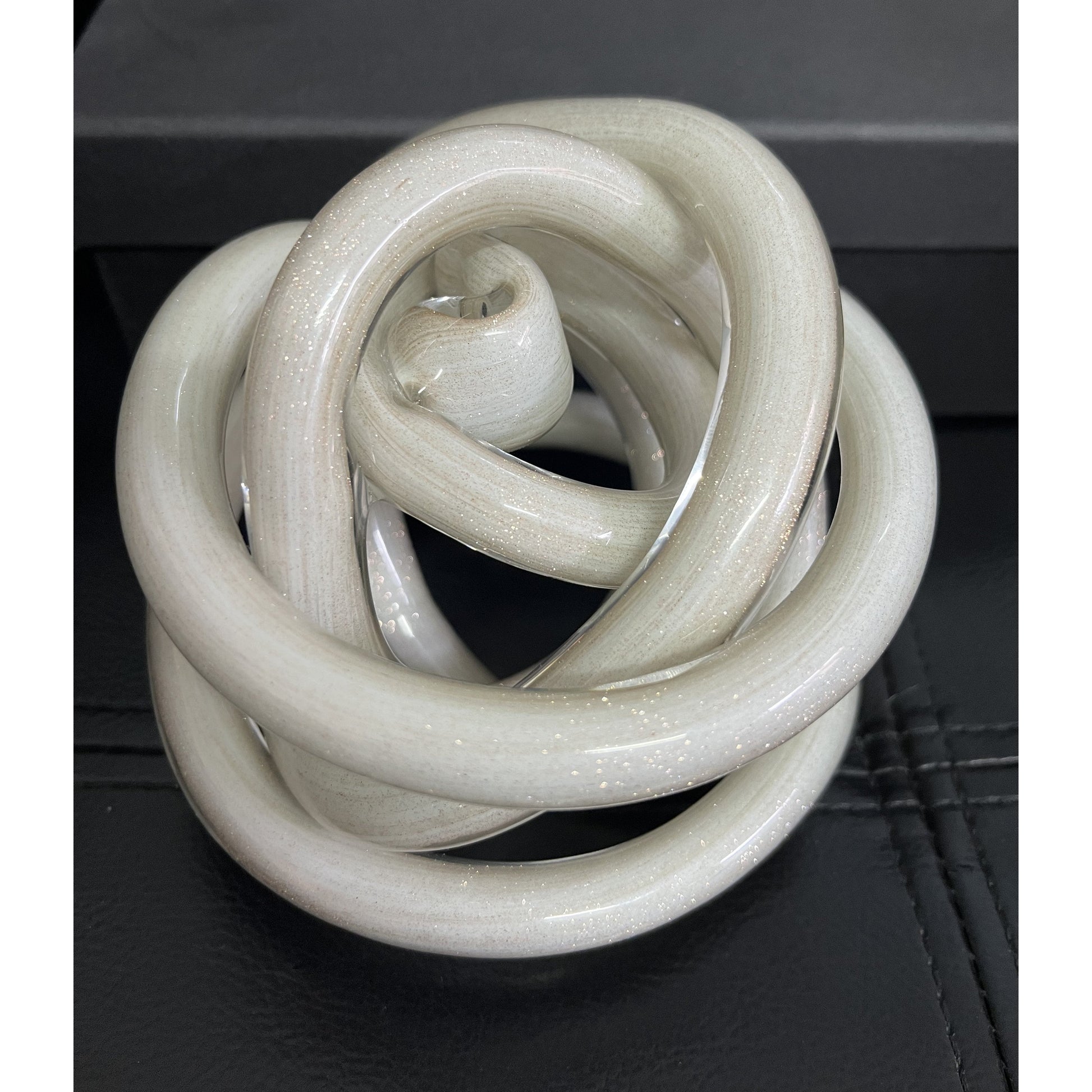 Διακοσμητικός Γυάλινος Κόμπος Λευκό 12x12x12