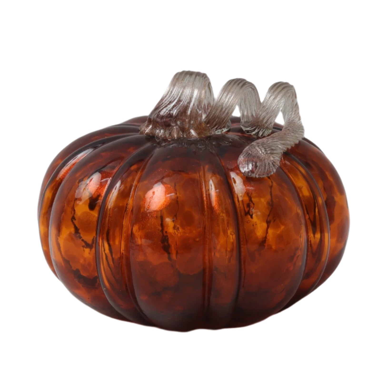 Γυάλινη Διακοσμητική Κολοκύθα σε Πορτοκαλί Χρώμα 18x18x15