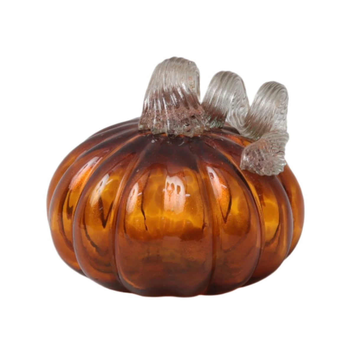 Γυάλινη Διακοσμητική Κολοκύθα σε Πορτοκαλί Χρώμα 13x13x11