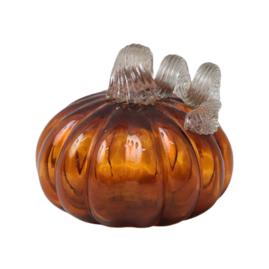 Γυάλινη Διακοσμητική Κολοκύθα σε Πορτοκαλί Χρώμα 13x13x11