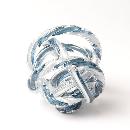 Διακοσμητικός Γυάλινος Κόμπος με Μπλε Σχέδια 10x10x10