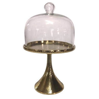 Τουρτιέρα Γυάλινη με Καπάκι & Χρυσό Μεταλλικό Πόδι 20.5x20.5x32