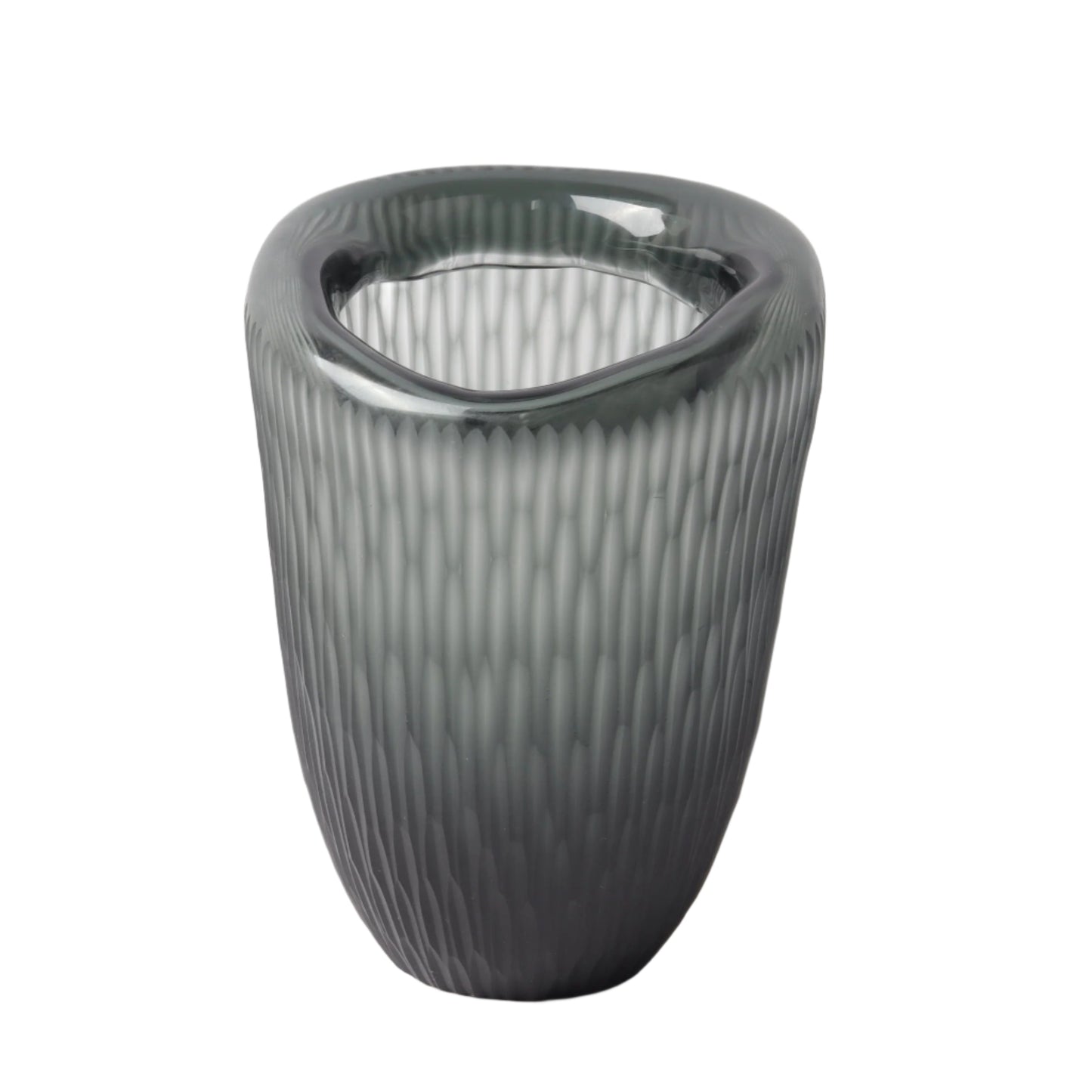 Διακοσμητικό Γυάλινο Πράσινο Βάζο Ραβδωτό 19x18x25