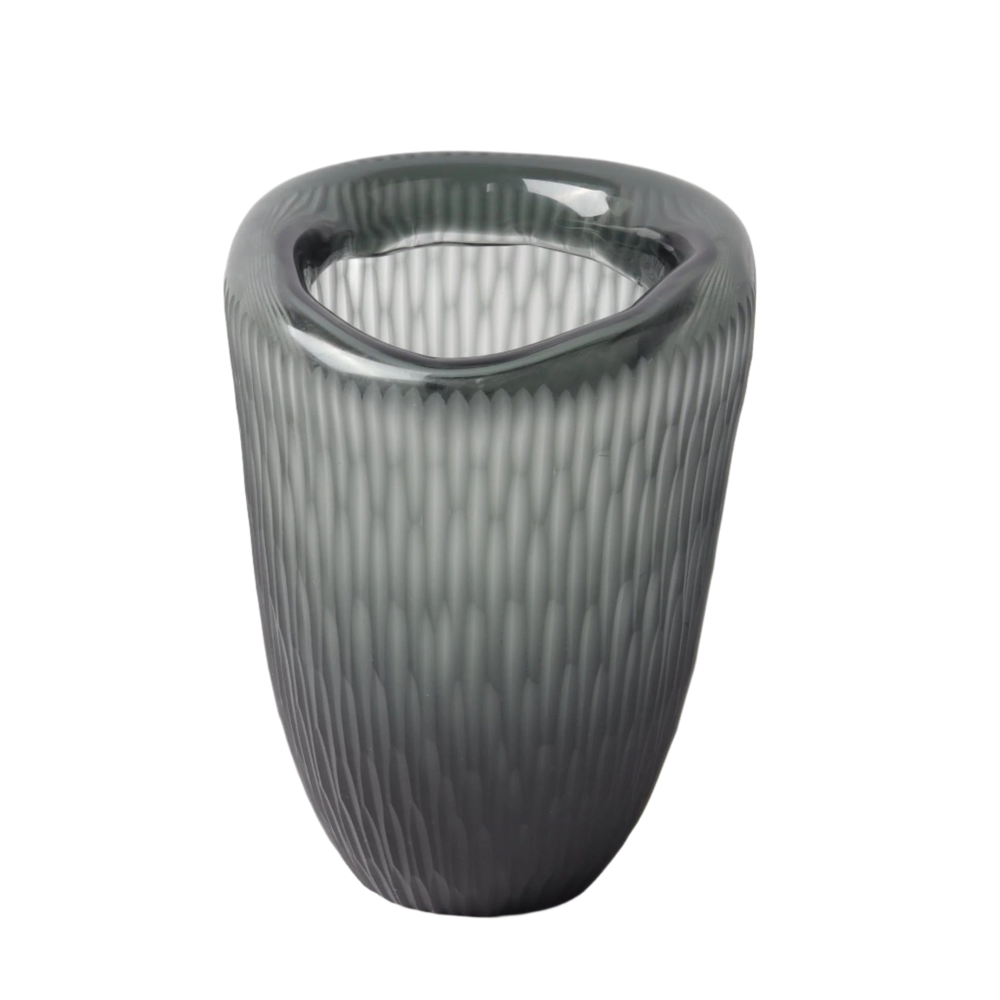 Διακοσμητικό Γυάλινο Πράσινο Βάζο Ραβδωτό 19x18x25