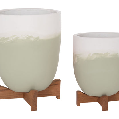 ΓΛΑΣΤΡΕΣ ΣΕΤ 2 ΤΜΧ SEON TERRACOTTA ΣΕ ΛΕΥΚΟ & ΠΡΑΣΙΝΟ TEAK ΒΑΣΗ