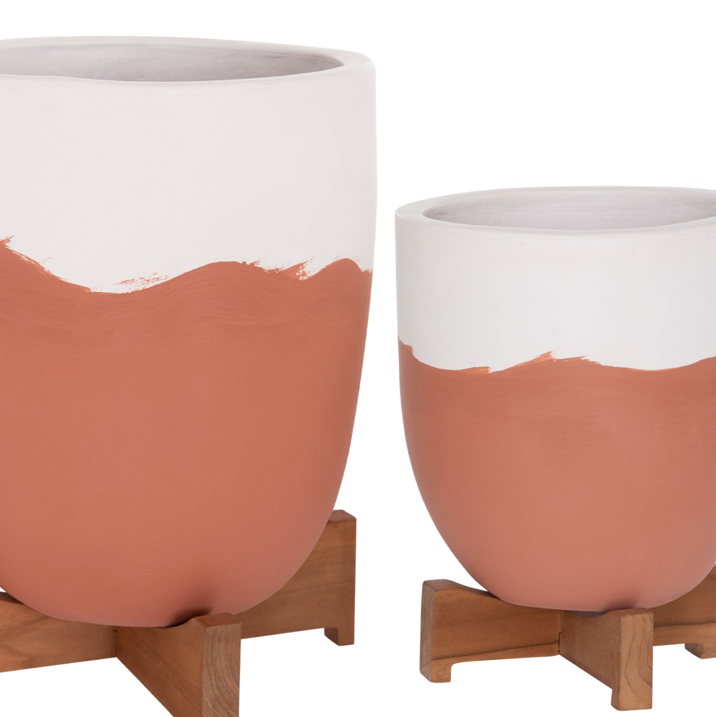 ΓΛΑΣΤΡΕΣ ΣΕΤ 2 ΤΜΧ SEON TERRACOTTA ΣΕ ΛΕΥΚΟ & ΤΕΡΑΚΟΤΑ TEAK ΒΑΣΗ