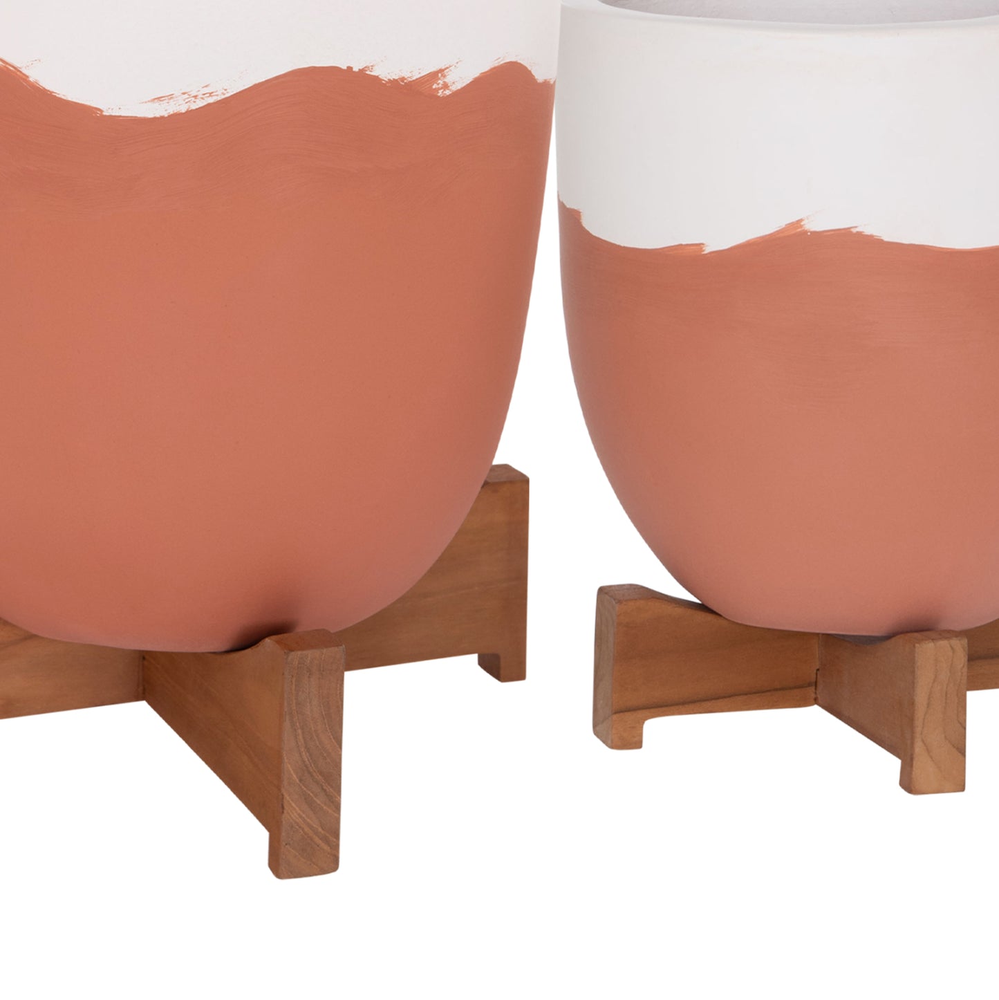 ΓΛΑΣΤΡΕΣ ΣΕΤ 2 ΤΜΧ SEON TERRACOTTA ΣΕ ΛΕΥΚΟ & ΤΕΡΑΚΟΤΑ TEAK ΒΑΣΗ