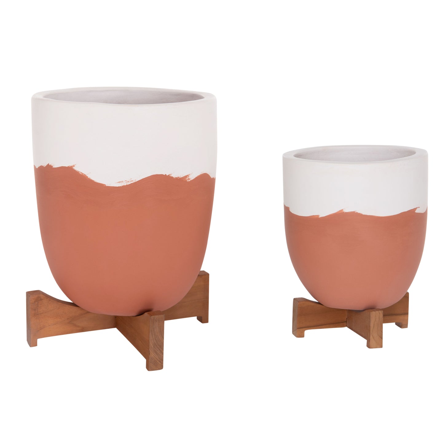 ΓΛΑΣΤΡΕΣ ΣΕΤ 2 ΤΜΧ SEON TERRACOTTA ΣΕ ΛΕΥΚΟ & ΤΕΡΑΚΟΤΑ TEAK ΒΑΣΗ
