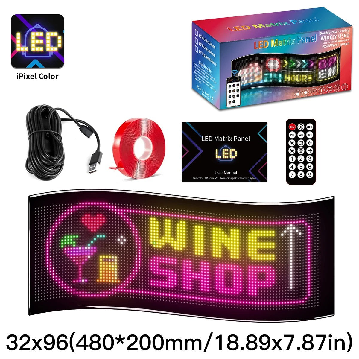 MATRIX GLB-106-0009 Εύκαμπτη Κυλιόμενη Ψηφιακή Επιγραφή P4.5 96x32 Pixel LED 10W AC 220-240V Αδιάβροχο IP65 Πολύχρωμο RGB - Bluetooth Control μέσω iPIXEL APP - Μ48 x Π0.4x Υ20