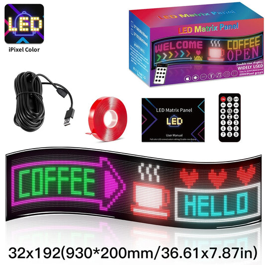 MATRIX GLB-106-0011 Εύκαμπτη Κυλιόμενη Ψηφιακή Επιγραφή P4.5 192x32 Pixel LED 20W AC 220-240V Αδιάβροχο IP65 Πολύχρωμο RGB - Bluetooth Control μέσω iPIXEL APP - Μ93 x Π0.4 x Υ20