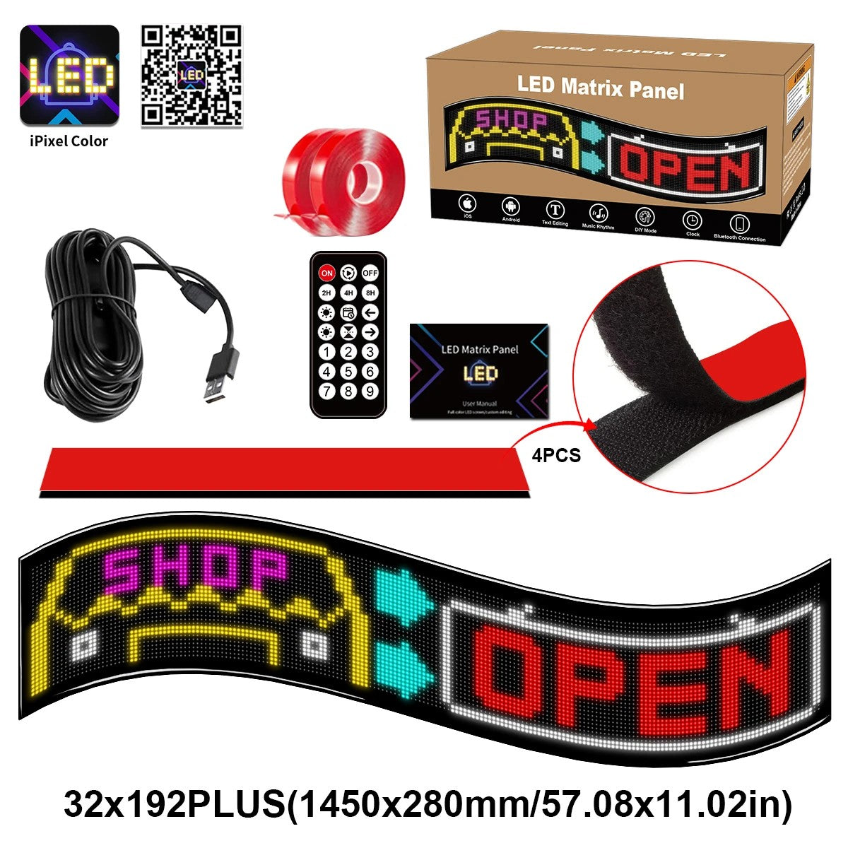MATRIX GLB-106-0012 Εύκαμπτη Κυλιόμενη Ψηφιακή Επιγραφή P7 192x32 Pixel LED 20W AC 220-240V Αδιάβροχο IP65 Πολύχρωμο RGB - Bluetooth Control μέσω iPIXEL APP - Μ145 x Π0.4 x Υ28