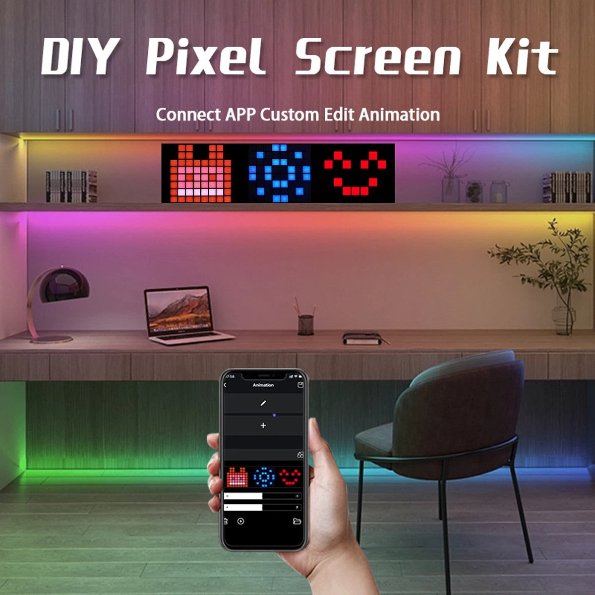 MATRIX GLB-106-0016 Κυλιόμενη Ψηφιακή Επιγραφή P24.6 32x32 Pixel LED 20W AC 220-240V IP20 Πολύχρωμο RGB - Bluetooth Control μέσω iPIXEL APP - Μ40 x Π2.6 x Υ40