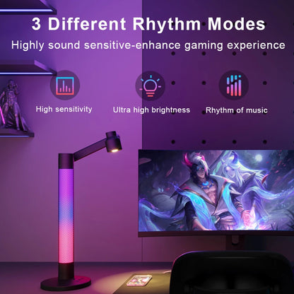 DESTINY GLB-106-0020 Επιτραπέζιο Φωτιστικό Πορτατίφ με RF Ασύρματο Χειριστήριο & Λειτουργία μέσω WiFi APP LED 10W 600lm 180° AC 220-240V IP20 Πολύχρωμο RGB Dimmable - Sanan SMD Chip - Μαύρο - Μ14 x Π14 x Υ50