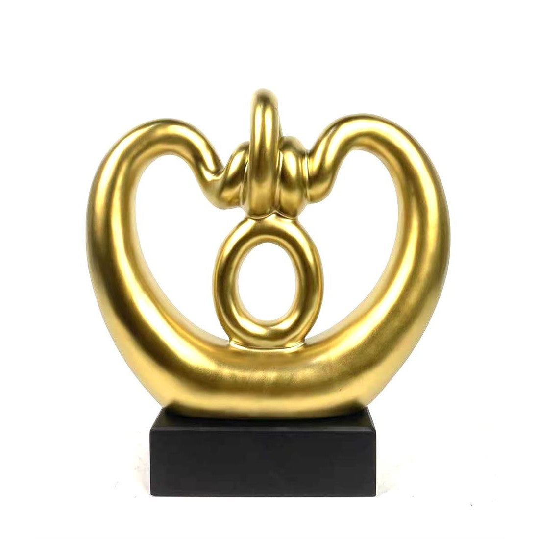 Κεραμικό Χρυσό Ματ Διακοσμητικό Σχέδιο Αφηρημένη Καρδιά με Κύκλο σε Βάση 30εκ