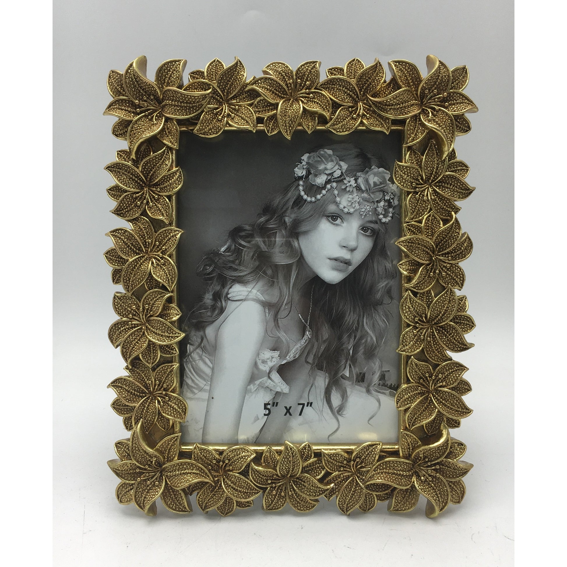 Κορνίζα Polyresin Χρυσή Ανάγλυφη Λουλούδια 13×18εκ