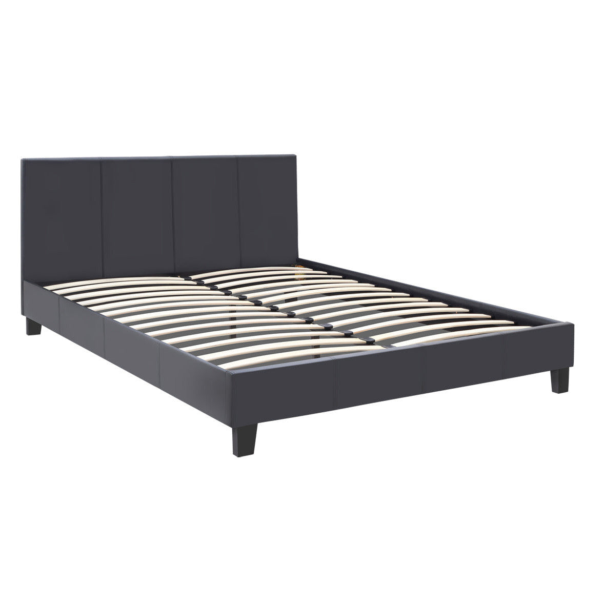 Κρεβάτι Flat από Τεχνόδερμα Χρώμα Μαύρο Ματ 160x200εκ