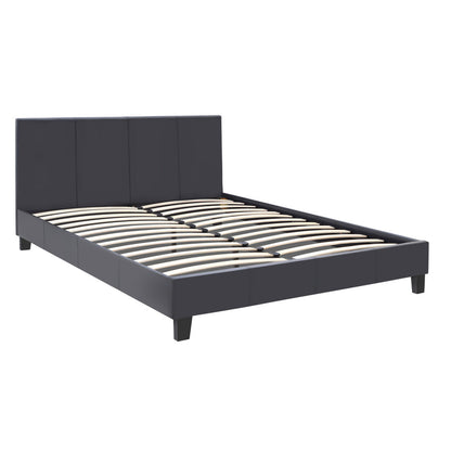 Κρεβάτι Flat από Τεχνόδερμα Χρώμα Μαύρο Ματ 160x200εκ