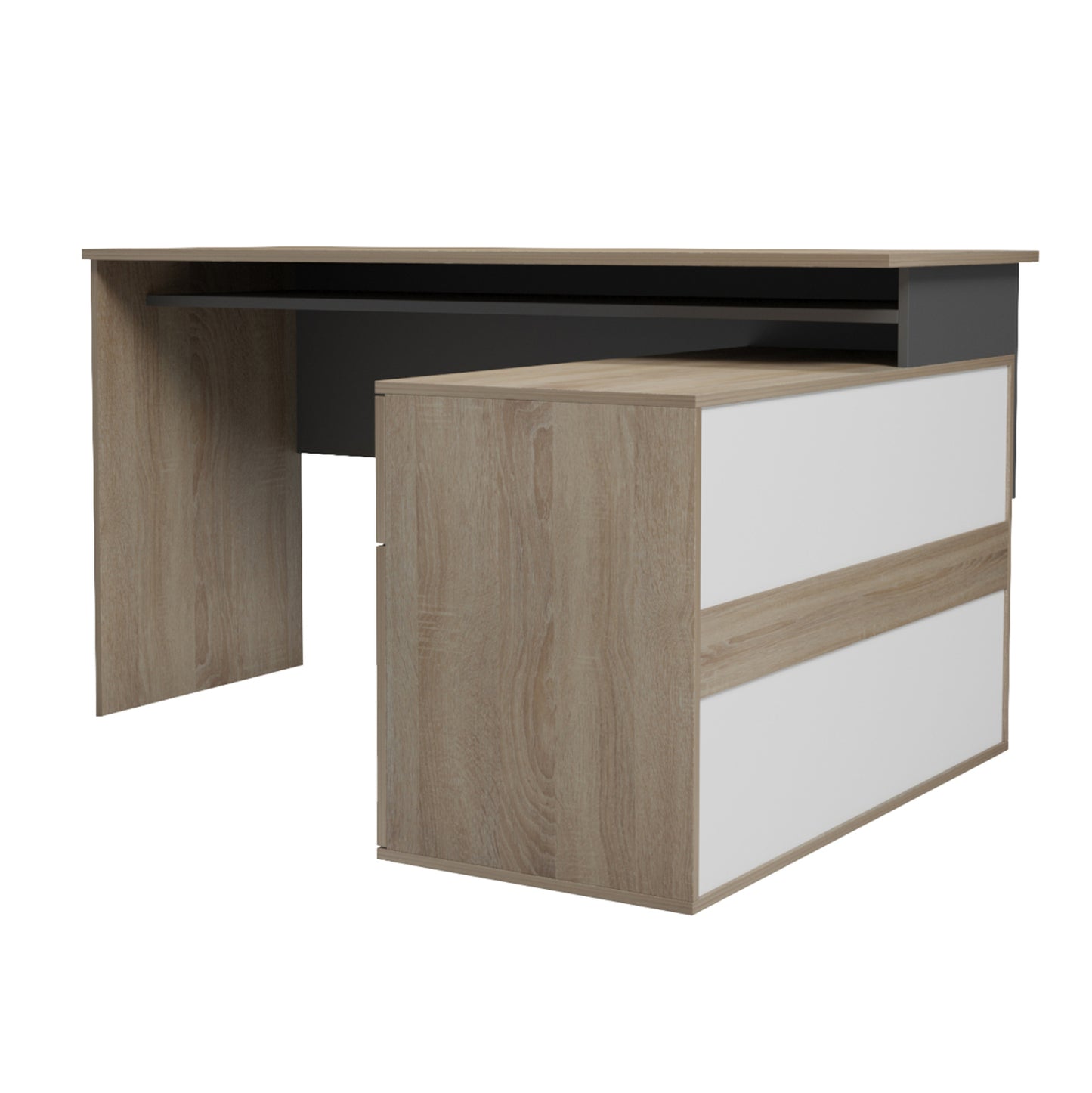 ΓΡΑΦΕΙΟ ΔΕΞΙΑ ΓΩΝΙΑ CARNET ΜΕΛΑΜΙΝΗ ΣΕ SONAMA ΓΚΡΙ 138x102x75