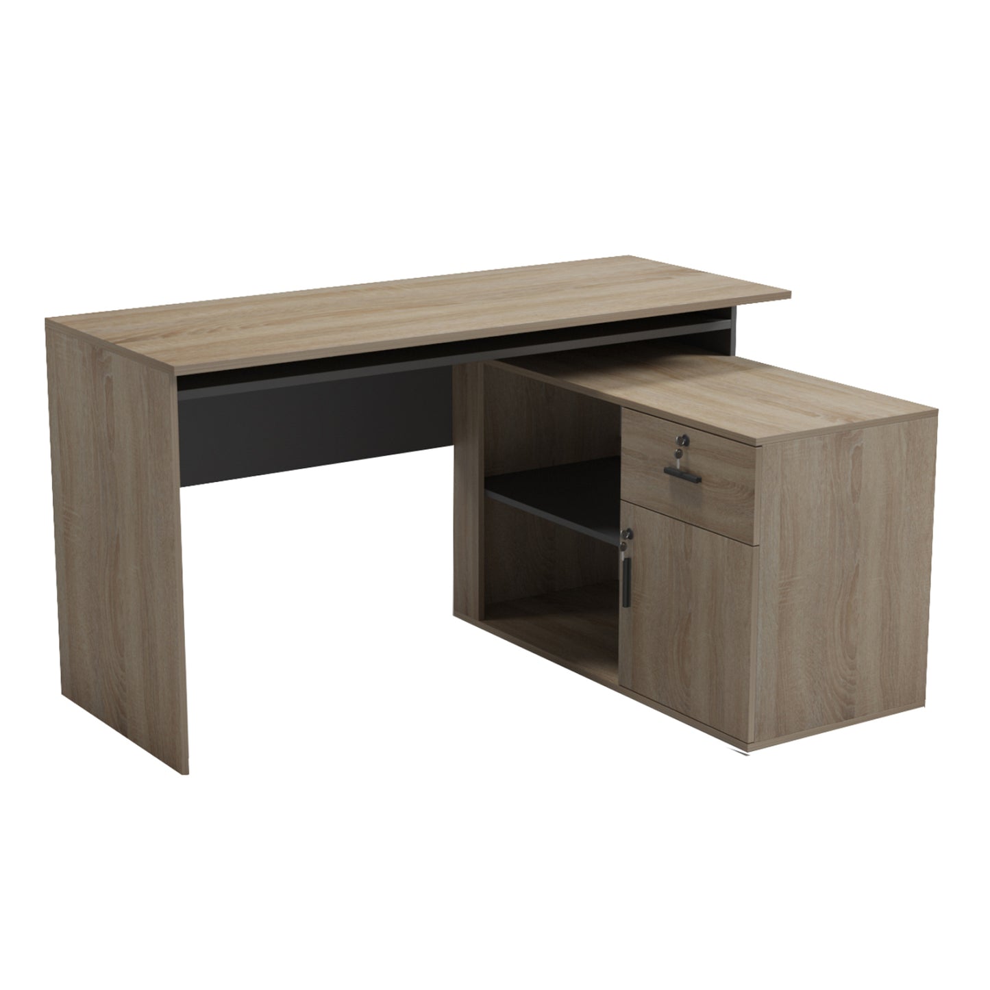 ΓΡΑΦΕΙΟ ΔΕΞΙΑ ΓΩΝΙΑ CARNET ΜΕΛΑΜΙΝΗ ΣΕ SONAMA ΓΚΡΙ 138x102x75
