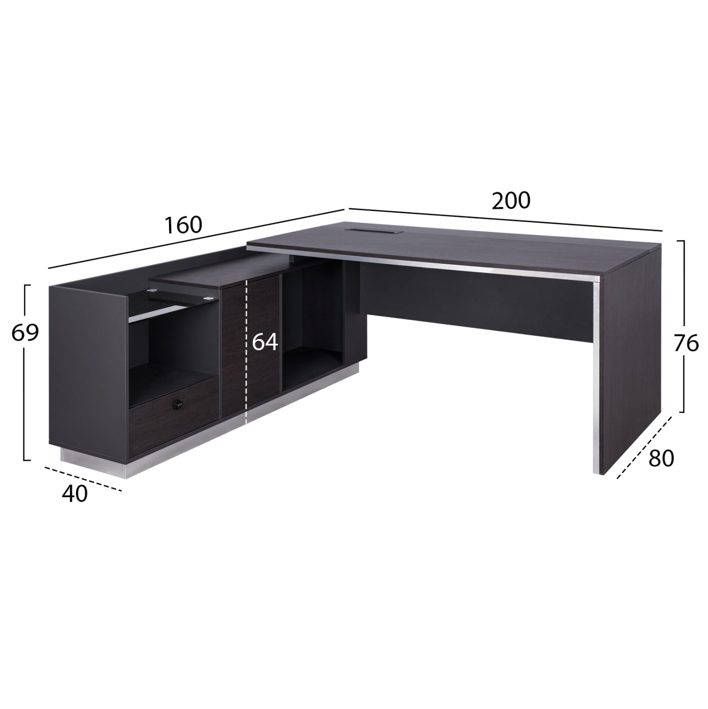 ΓΡΑΦΕΙΟ ΕΠΑΓΓΕΛΜΑΤΙΚΟ ΑΡΙΣΤΕΡΗ ΓΩΝΙΑ ROSEWOOD 200x160x76