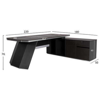 ΓΡΑΦΕΙΟ ΕΠΑΓΓΕΛΜΑΤΙΚΟ ΔΕΞΙΑ ΓΩΝΙΑ ROSEWOOD 220x180x76