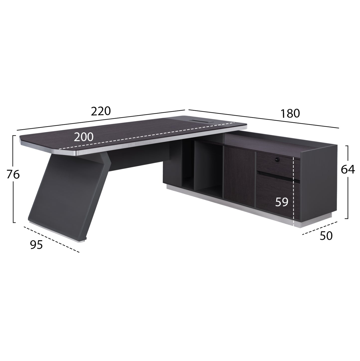 ΓΡΑΦΕΙΟ ΕΠΑΓΓΕΛΜΑΤΙΚΟ ΔΕΞΙΑ ΓΩΝΙΑ ROSEWOOD 220x180x76