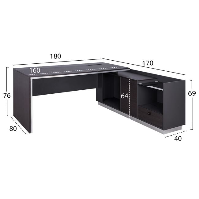 ΓΡΑΦΕΙΟ ΕΠΑΓΓΕΛΜΑΤΙΚΟ ΔΕΞΙΑ ΓΩΝΙΑ ROSEWOOD 180x170x76