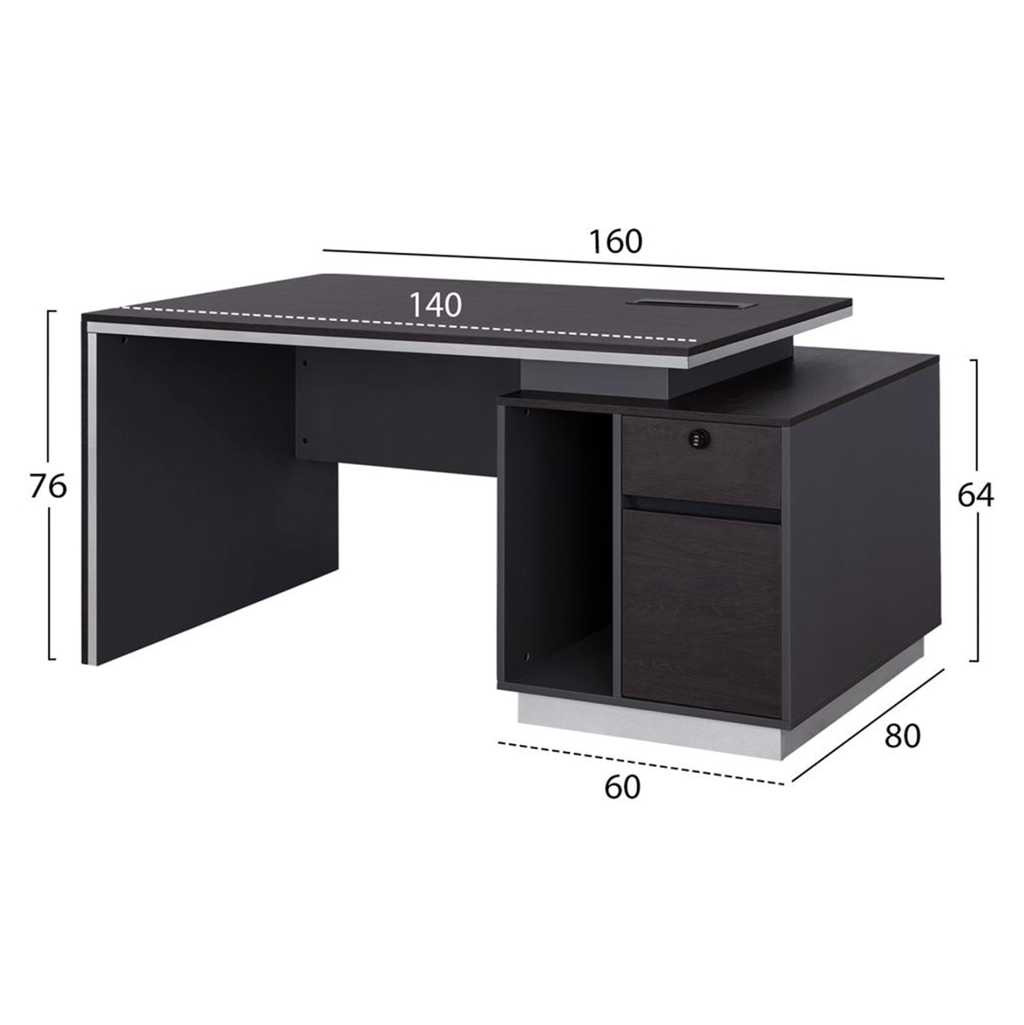 ΓΡΑΦΕΙΟ ΕΠΑΓΓΕΛΜΑΤΙΚΟ ΜΕ ΔΕΞΙΟ ΝΤΟΥΛΑΠΙ ROSEWOOD 160x80x76