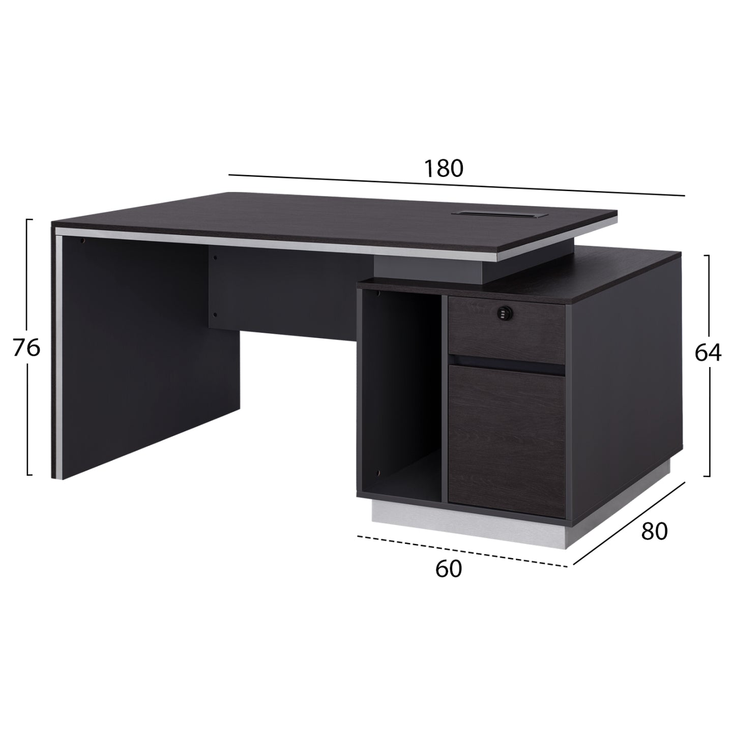 ΓΡΑΦΕΙΟ ΕΠΑΓΓΕΛΜΑΤΙΚΟ ΜΕ ΔΕΞΙΟ ΝΤΟΥΛΑΠΙ ROSEWOOD 180x80x76