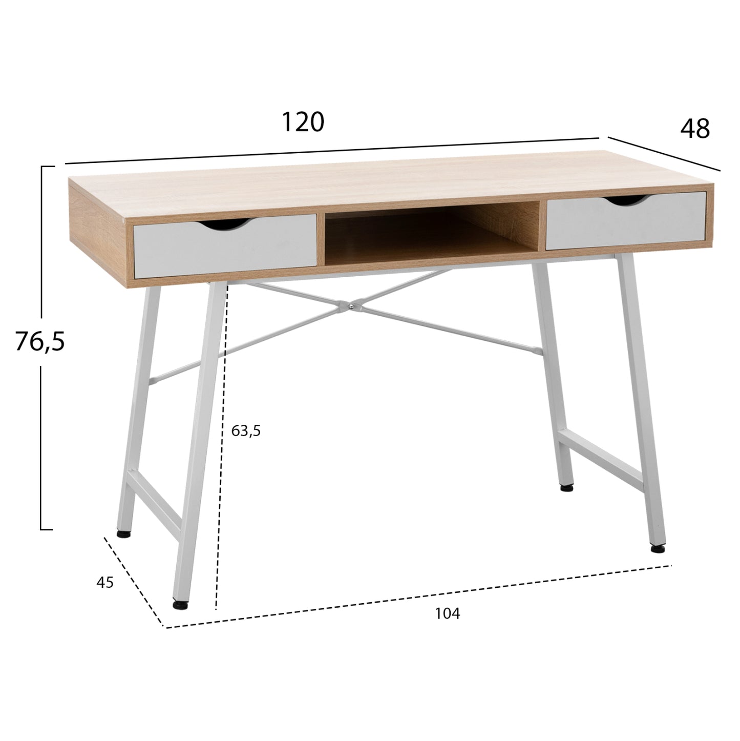 ΓΡΑΦΕΙΟ SONAMA ΛΕΥΚΟ ΜΕ ΛΕΥΚΟ ΜΑΤ ΣΚΕΛΕΤΟ 120x48x76,5