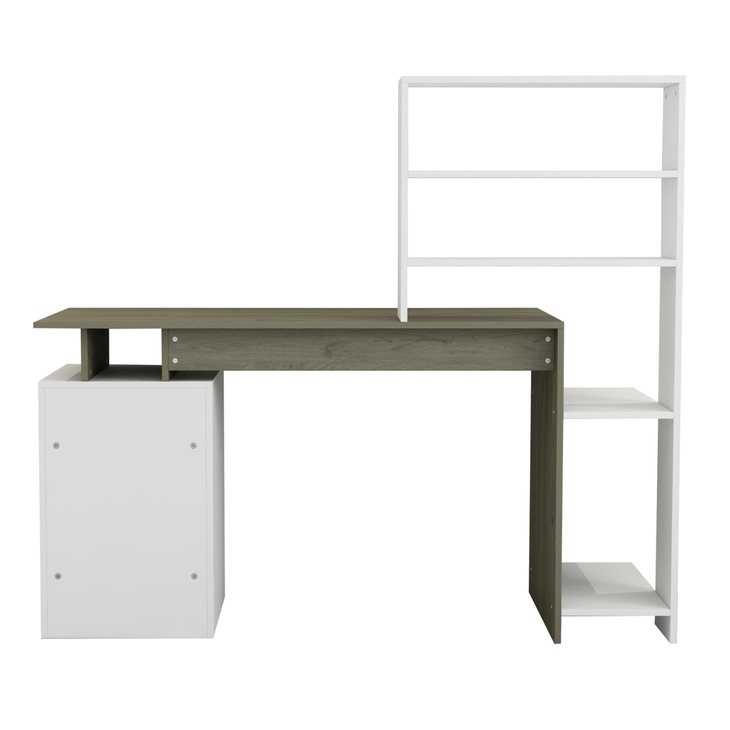 ΓΡΑΦΕΙΟ ΜΕ ΒΙΒΛΙΟΘΗΚΗ ROCHELL ΜΕΛΑΜΙΝΗ OLIVE GREY ΛΕΥΚΟ 146,3x55x128,8