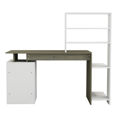 ΓΡΑΦΕΙΟ ΜΕ ΒΙΒΛΙΟΘΗΚΗ ROCHELL ΜΕΛΑΜΙΝΗ OLIVE GREY ΛΕΥΚΟ 146,3x55x128,8
