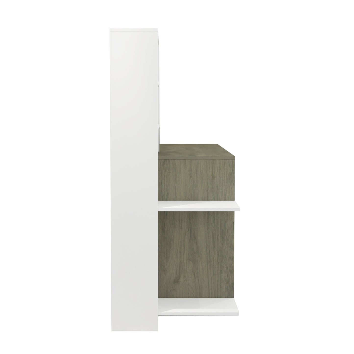 ΓΡΑΦΕΙΟ ΜΕ ΒΙΒΛΙΟΘΗΚΗ ROCHELL ΜΕΛΑΜΙΝΗ OLIVE GREY ΛΕΥΚΟ 146,3x55x128,8