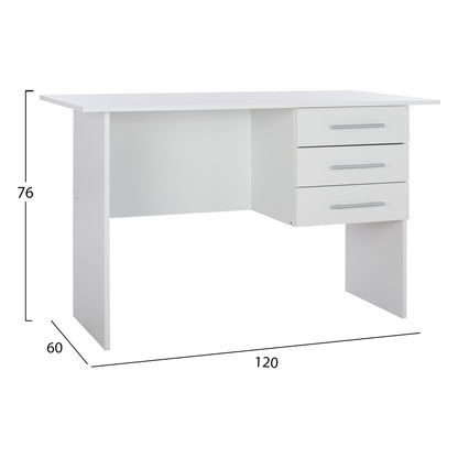 ΓΡΑΦΕΙΟ ΜΕΛΑΜΙΝΗΣ ENSLEY ΜΕ 3 ΣΥΡΤΑΡΙΑ ΛΕΥΚΟ 120x60x76