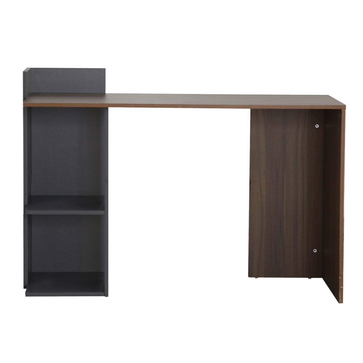 SYNDYA MELAMINE DESK WITH SHELVES WALNUT GREY 112x55x85